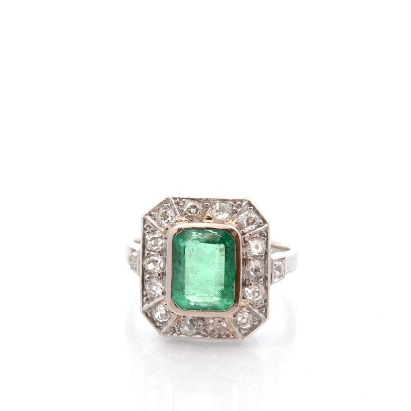 Bague art déco émeraude de 2,22cts et diamants - Castafiore