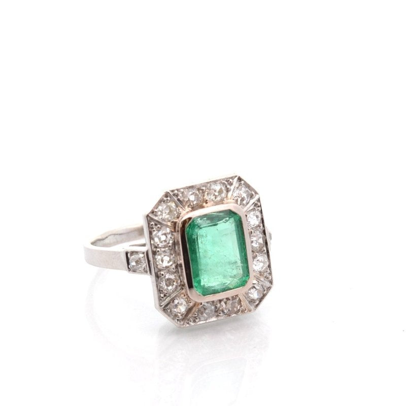 Bague art déco émeraude de 2,22cts et diamants - Castafiore