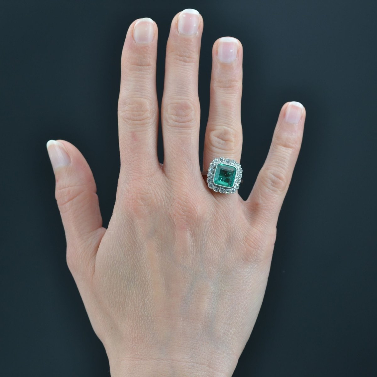Bague art déco émeraude diamants - Castafiore