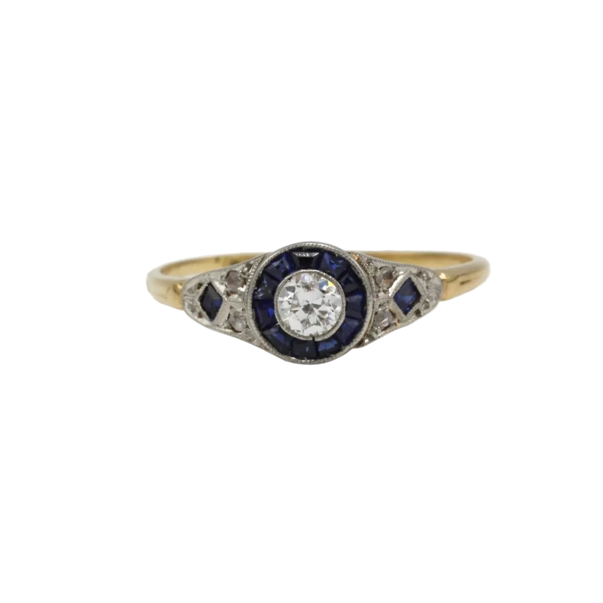 Bague ART DECO en or 750 diamants et saphirs - Castafiore