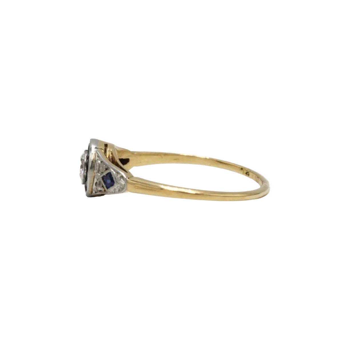 Bague ART DECO en or 750 diamants et saphirs - Castafiore