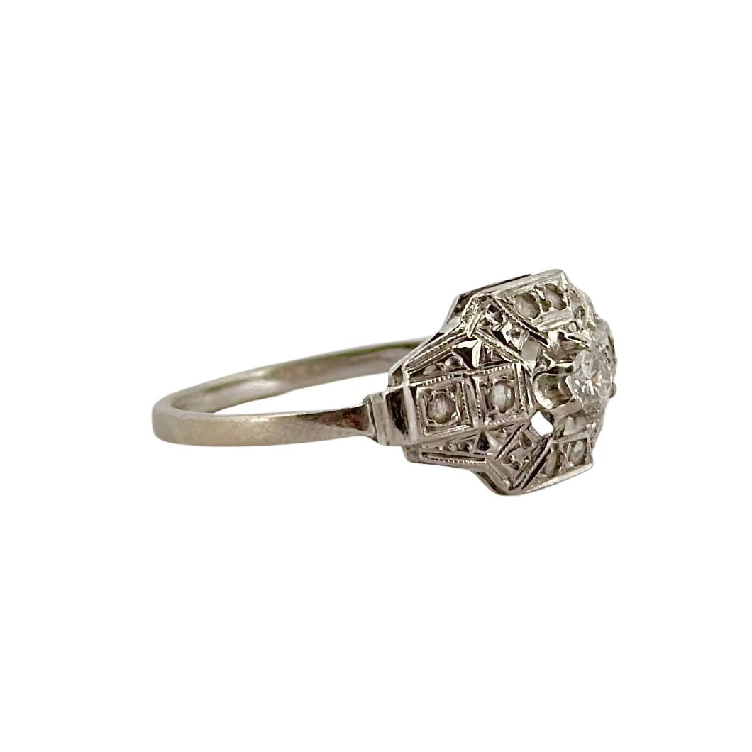 Bague Art déco en or blanc et diamant - Castafiore