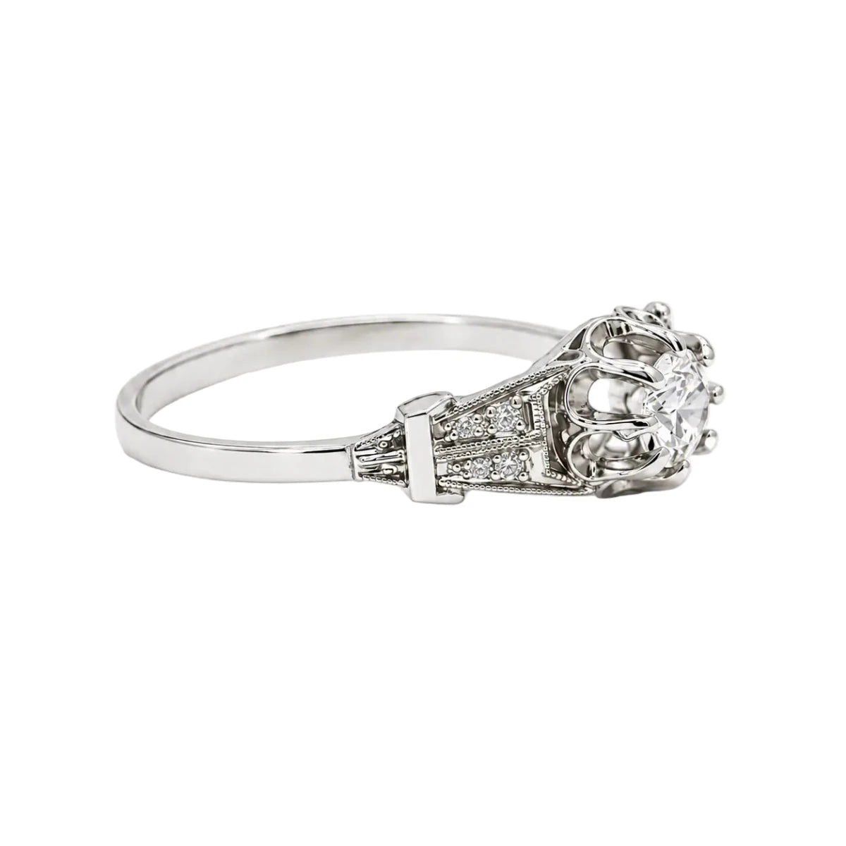 Bague Art Déco en or blanc et diamants - Castafiore