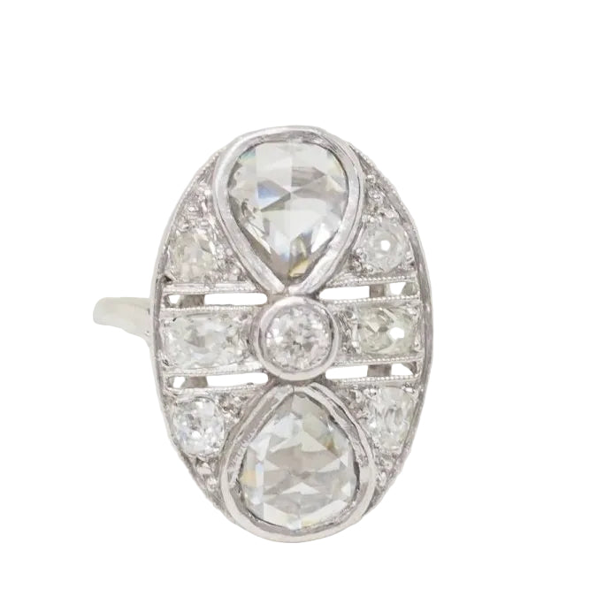 Bague Art Déco en or blanc et diamants - Castafiore