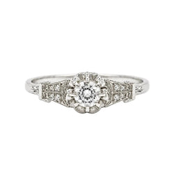 Bague Art Déco en or blanc et diamants - Castafiore
