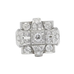 Bague Art Déco en or blanc et diamants - Castafiore