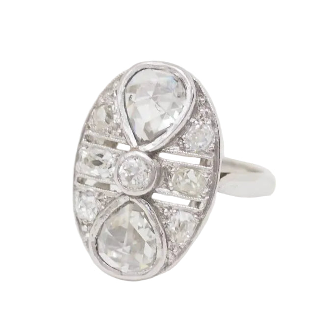 Bague Art Déco en or blanc et diamants - Castafiore