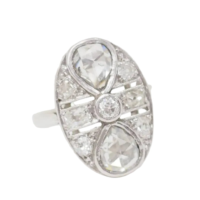 Bague Art Déco en or blanc et diamants - Castafiore