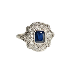 Bague Art Déco en or blanc et platin - Castafiore