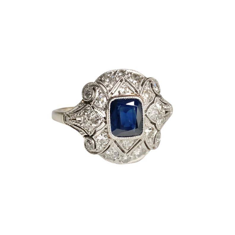 Bague Art Déco en or blanc et platin - Castafiore