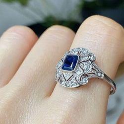 Bague Art Déco en or blanc et platin - Castafiore