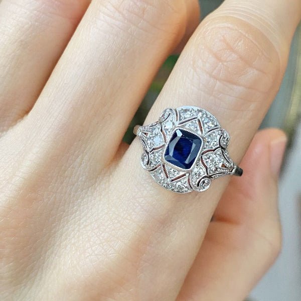 Bague Art Déco en or blanc et platin - Castafiore