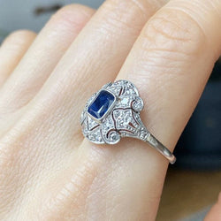 Bague Art Déco en or blanc et platin - Castafiore