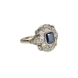 Bague Art Déco en or blanc et platin - Castafiore