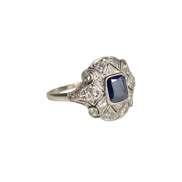 Bague Art Déco en or blanc et platin - Castafiore