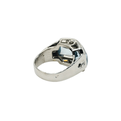 Bague Art Déco en or blanc, platine et aigues - marines - Castafiore