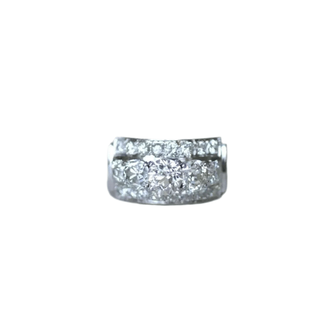 Bague Art Déco en or blanc, platine et diamants - Castafiore
