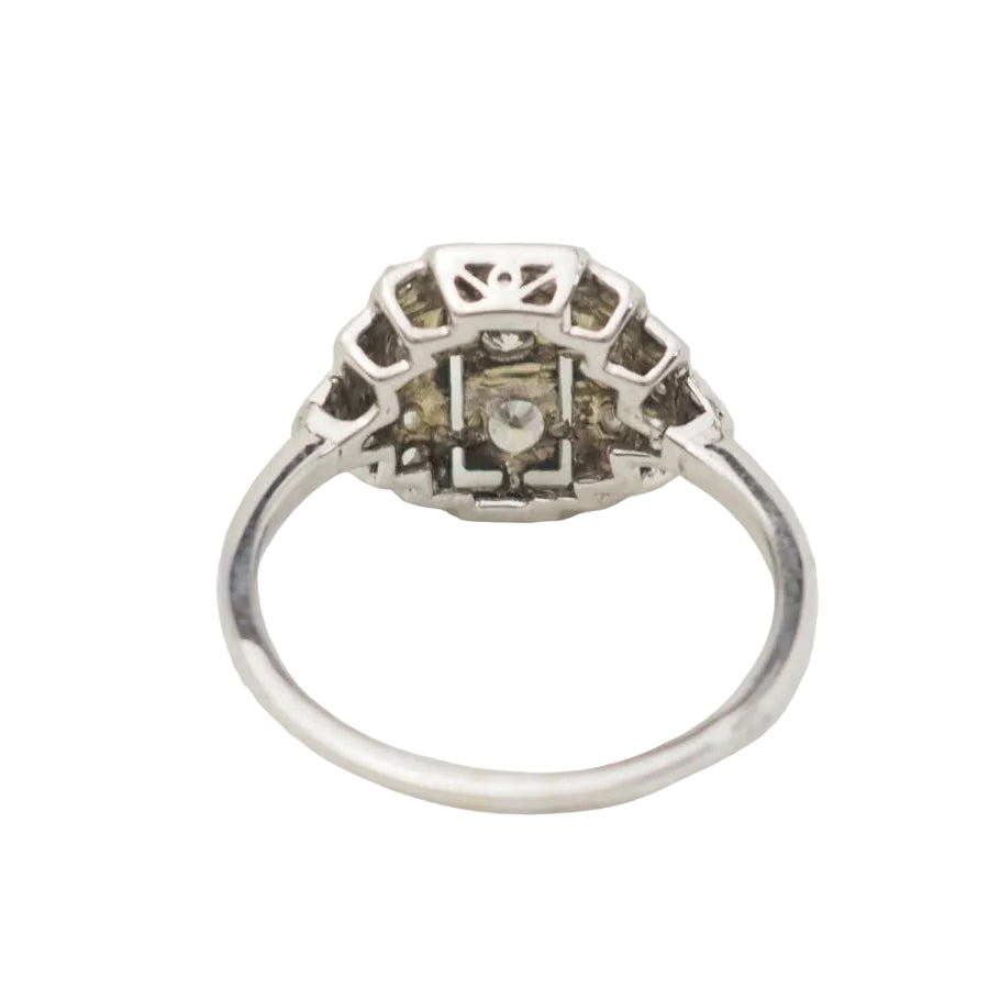 Bague Art Déco en or blanc, platine et diamants - Castafiore