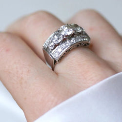 Bague Art Déco en or blanc, platine et diamants - Castafiore