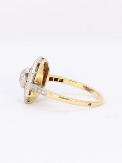 Bague Art - Déco en or, diamants et rubis calibrés - Castafiore