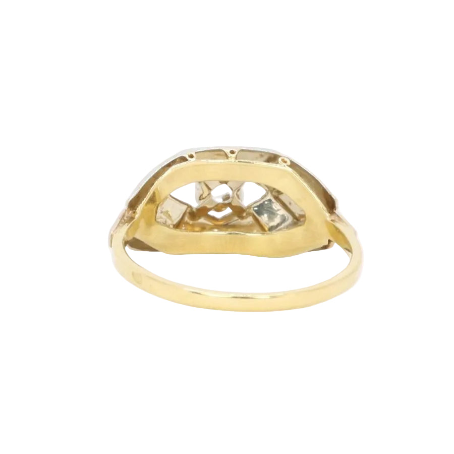 Bague ART DÉCO en or jaune et blanc diamant - Castafiore