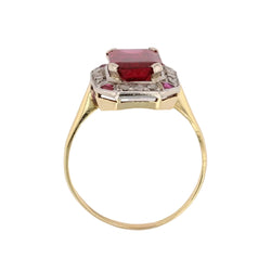 Bague art déco en or jaune et platine avec diamants et tourmaline - Castafiore