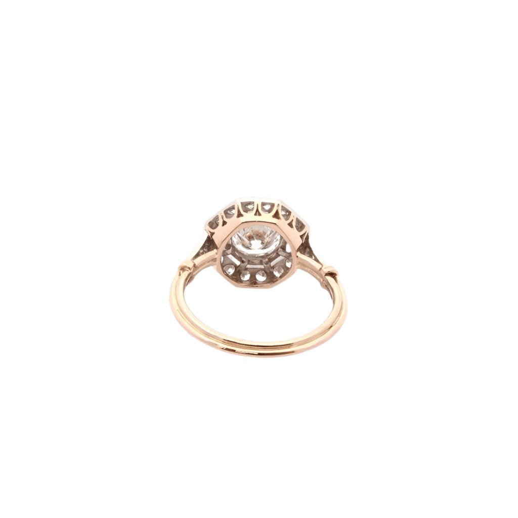 Bague Art Déco en or jaune, platine et diamants - Castafiore