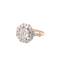 Bague Art Déco en or jaune, platine et diamants - Castafiore