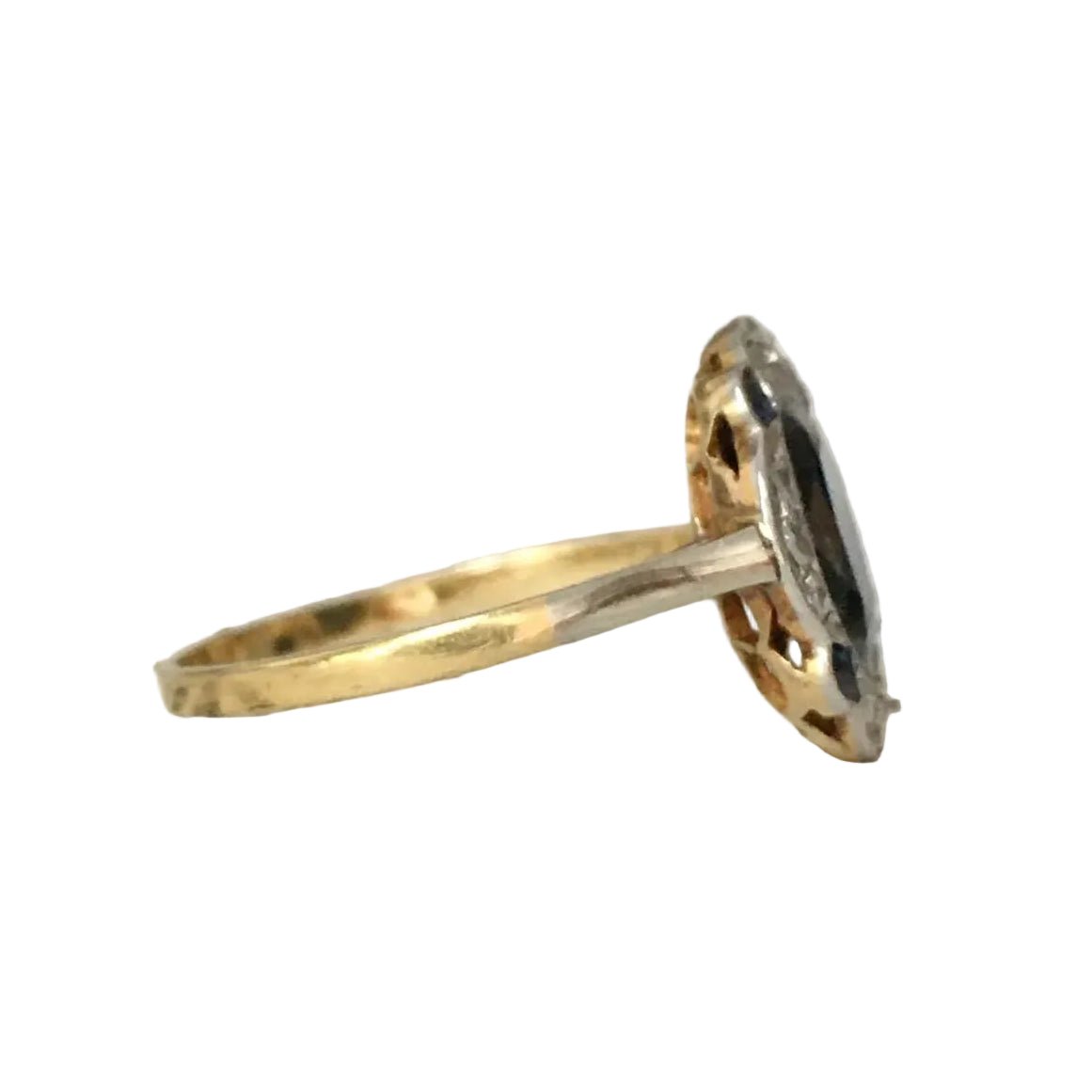 Bague Art-Déco en or jaune, platine, saphir et diamants - Castafiore