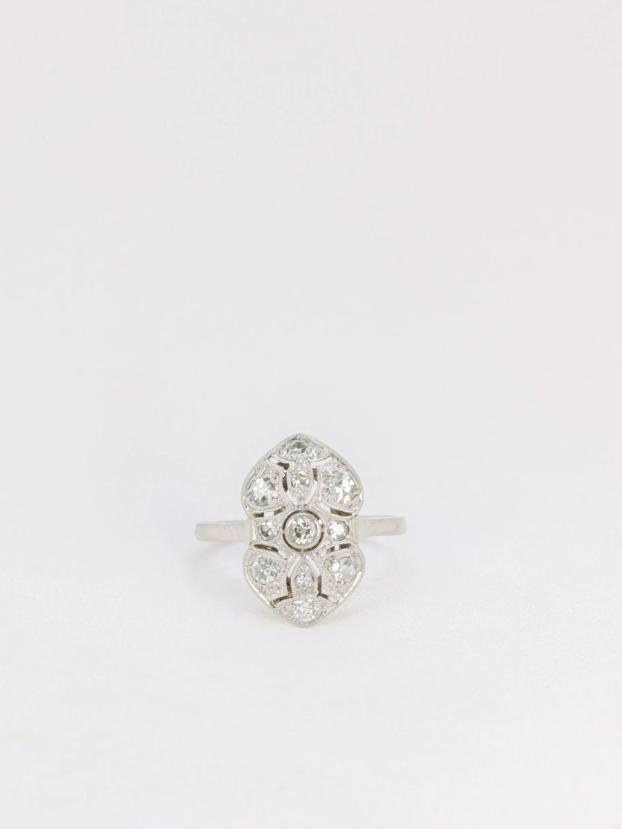 Bague Art - Déco en or, platine et diamants - Castafiore