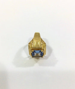 Bague Art Déco en or rose et spinelle bleu - Castafiore