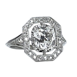 Bague Art Deco en platine et diamant - Castafiore