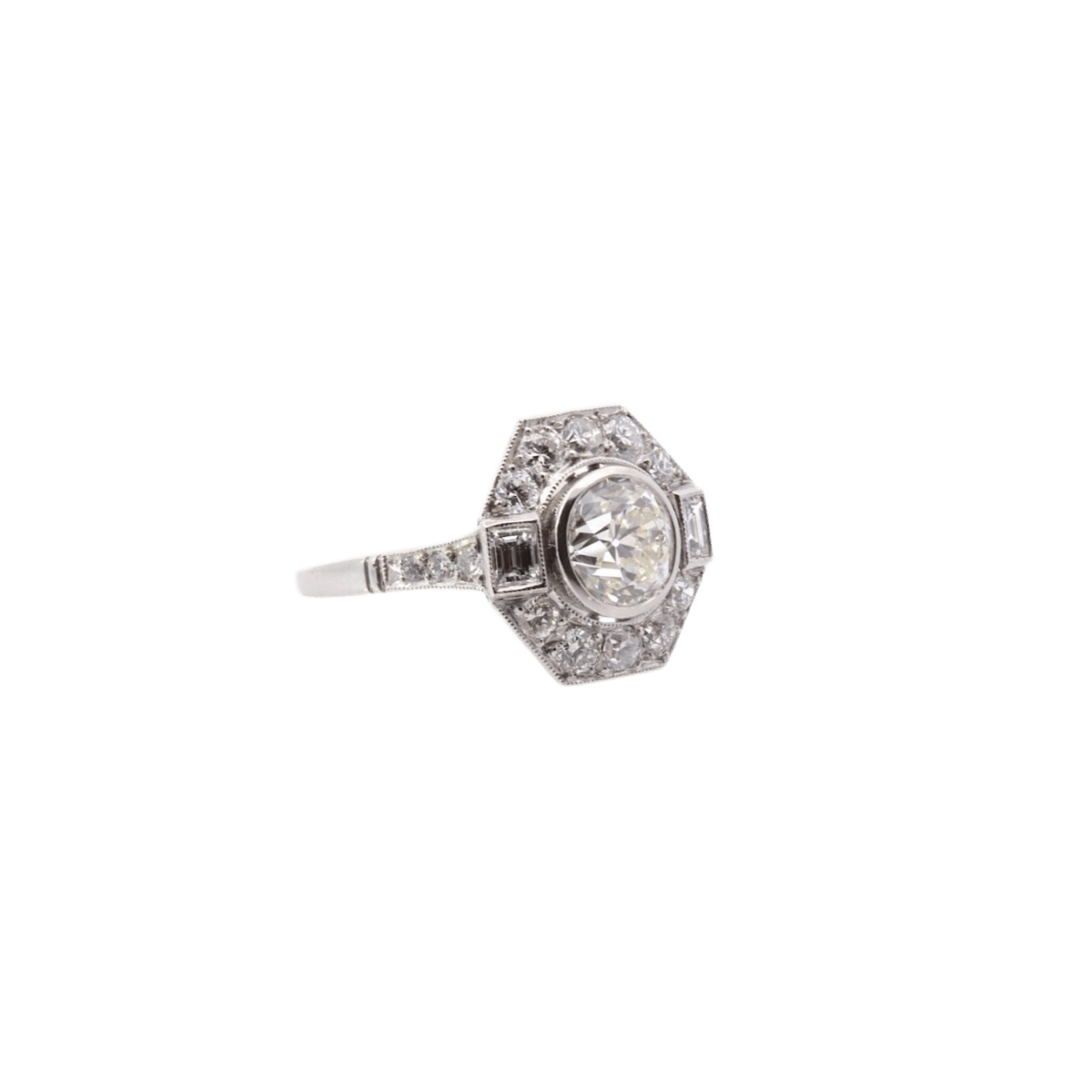 Bague Art Déco en platine et diamants - Castafiore