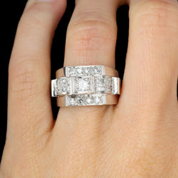 Bague art déco en platine et diamants - Castafiore