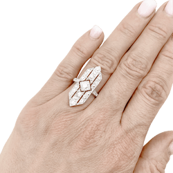 Bague Art Déco en platine et diamants - Castafiore