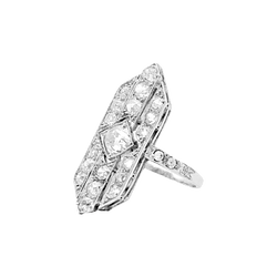 Bague Art Déco en platine et diamants - Castafiore