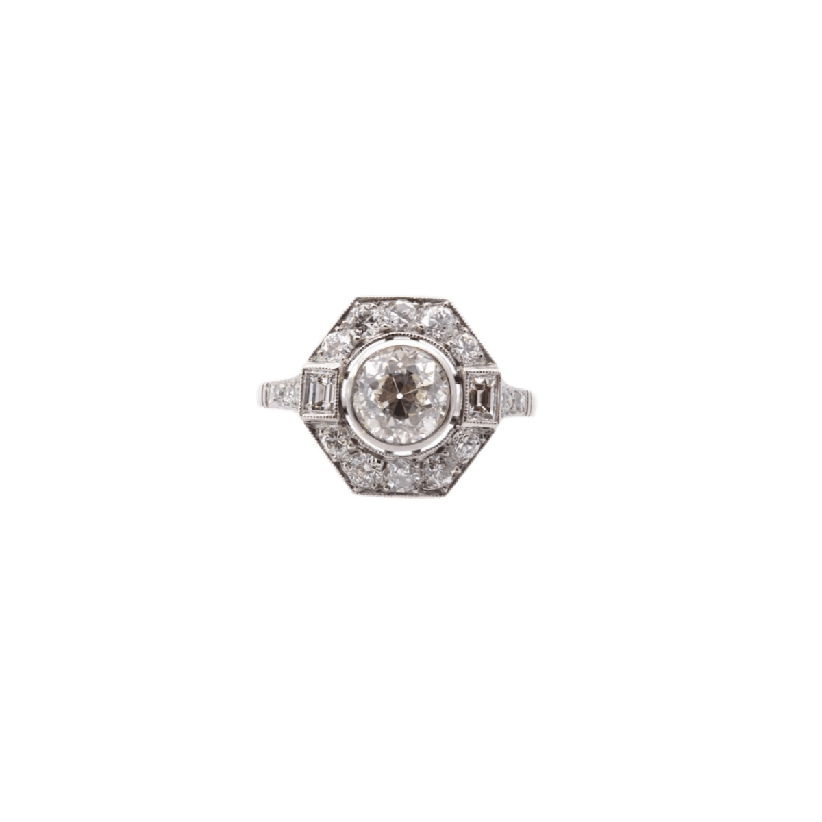 Bague Art Déco en platine et diamants - Castafiore