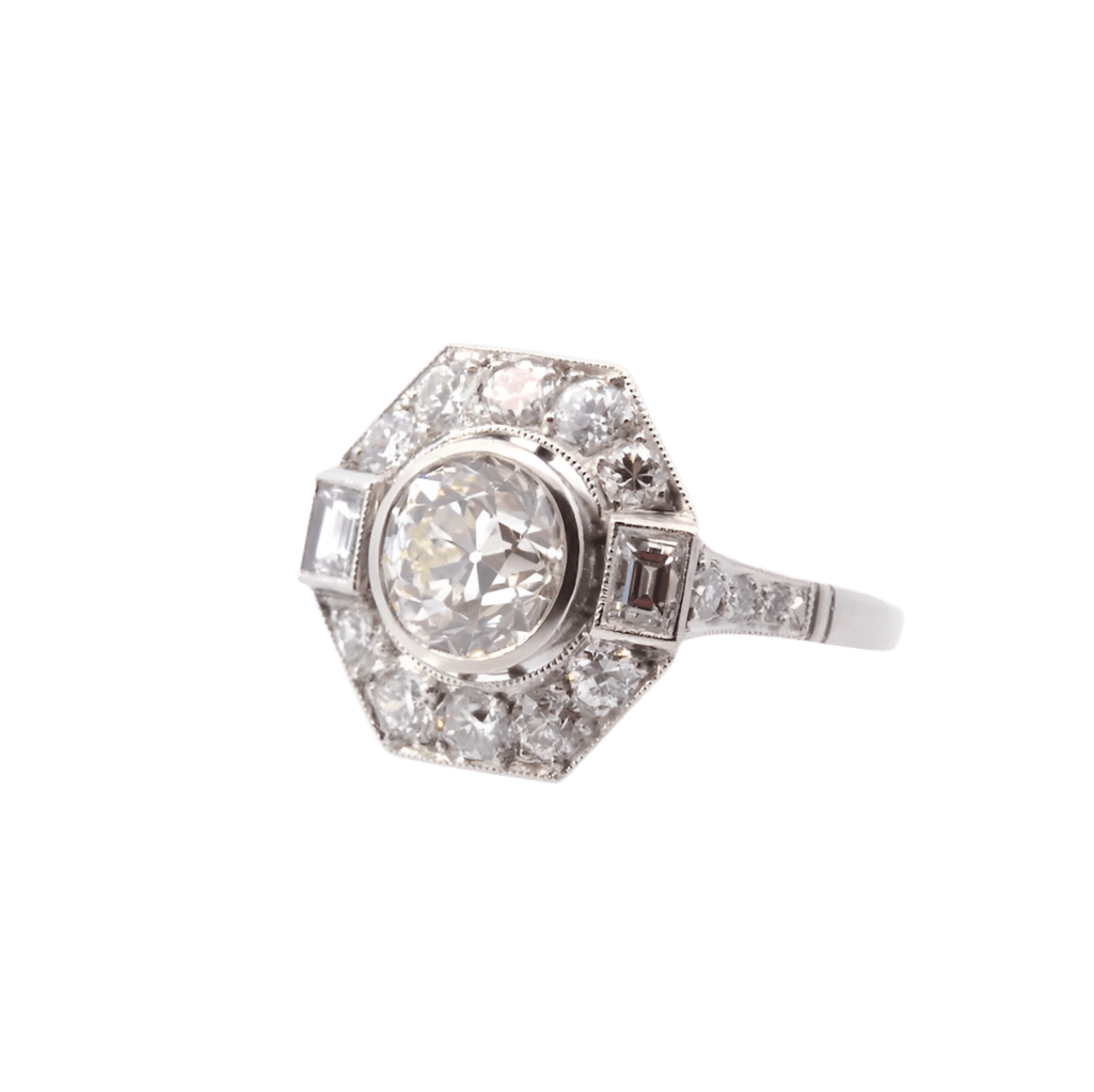 Bague Art Déco en platine et diamants - Castafiore
