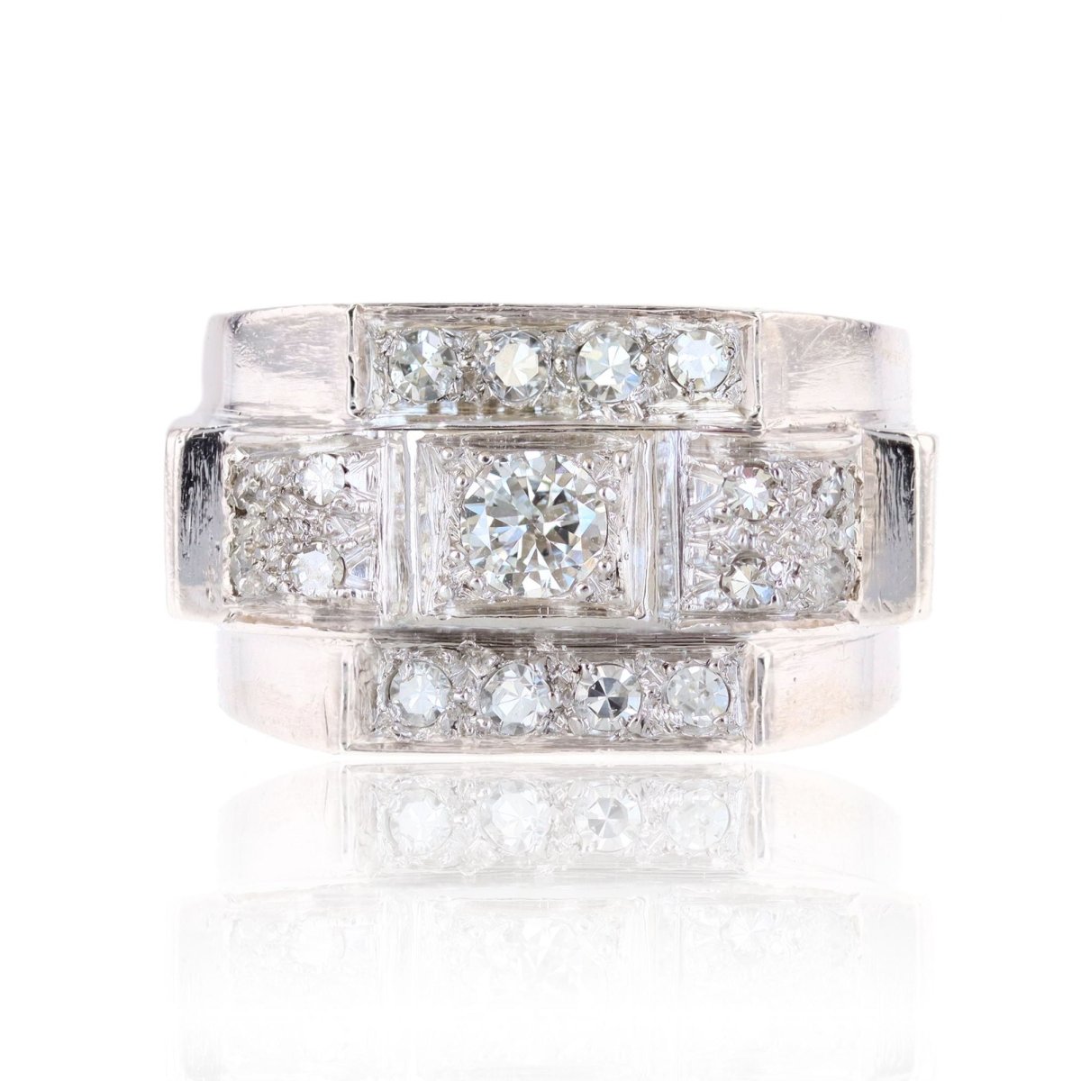 Bague art déco en platine et diamants - Castafiore
