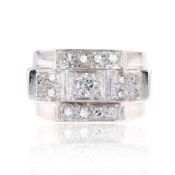Bague art déco en platine et diamants - Castafiore