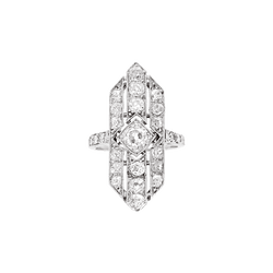 Bague Art Déco en platine et diamants - Castafiore