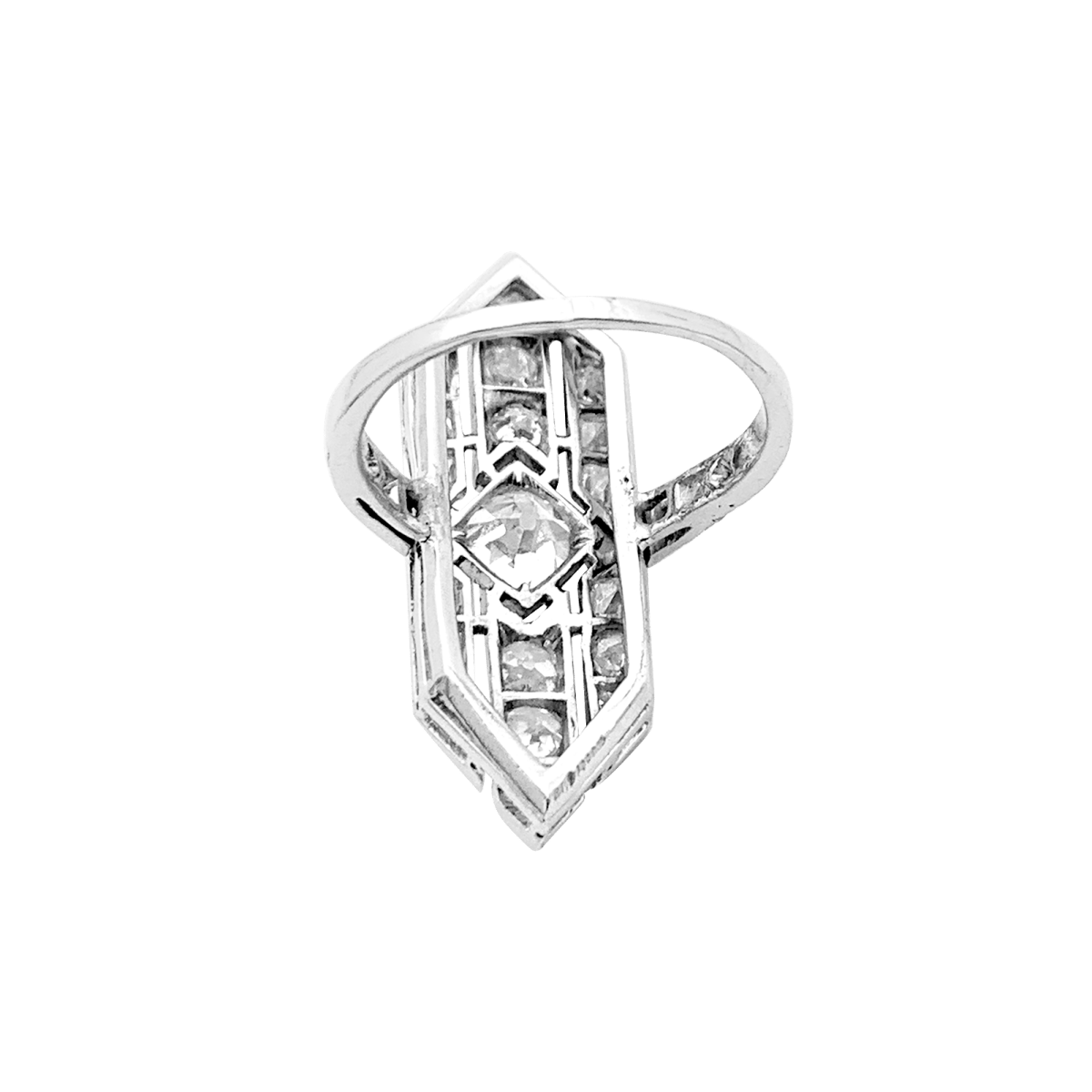 Bague Art Déco en platine et diamants - Castafiore