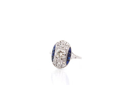 Bague art déco en platine et diamants saphirs - Castafiore
