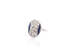 Bague art déco en platine et diamants saphirs - Castafiore