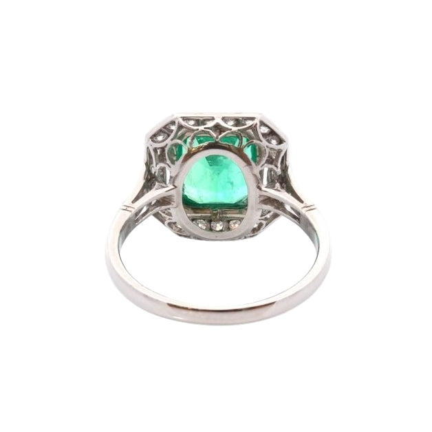 Bague Art déco en platine et émeraude - Castafiore
