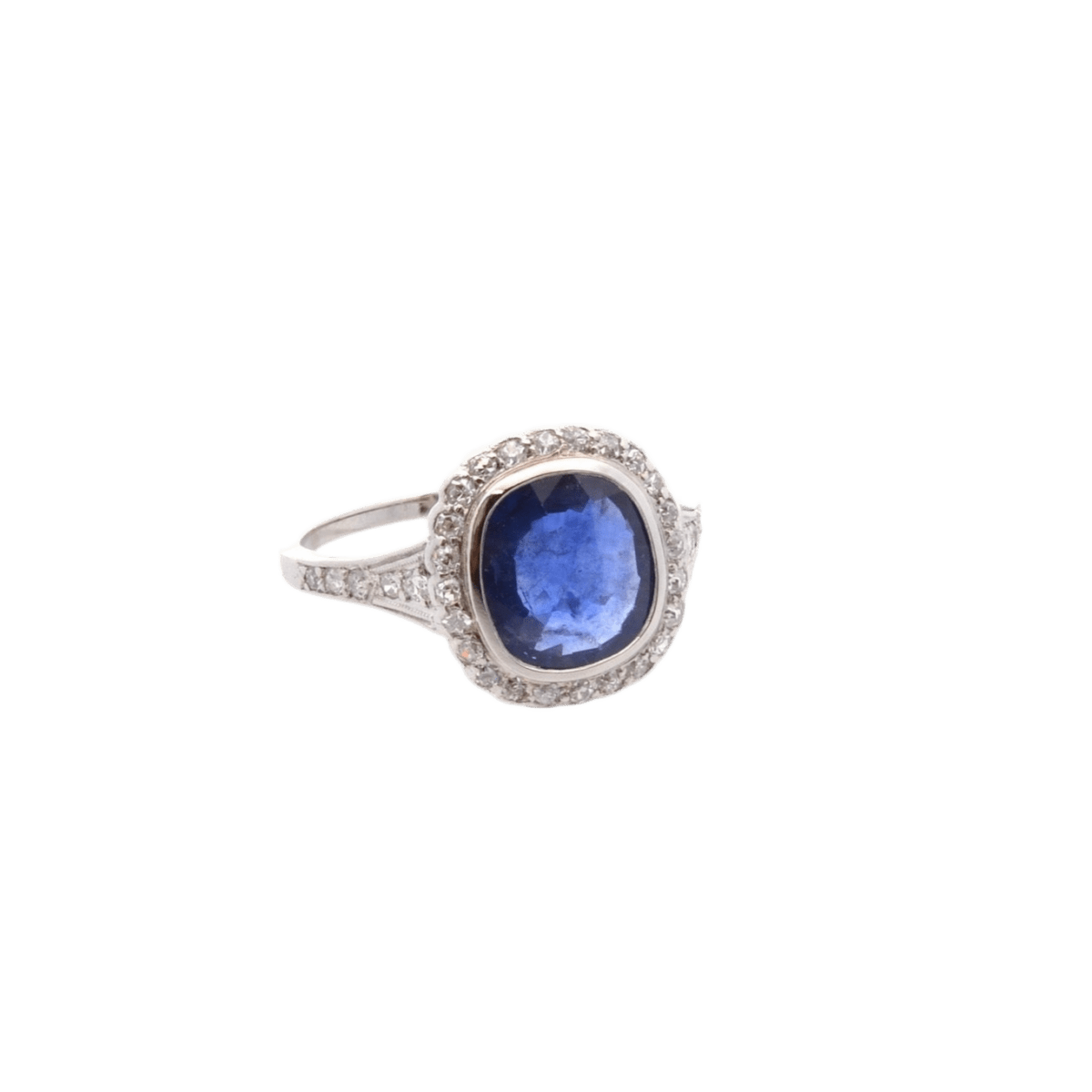 Bague Art déco en platine, saphir et diamants - Castafiore