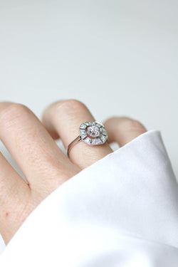 Bague Art Déco Octogonale Diamants 0,60 Ct - Castafiore