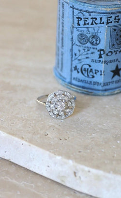 Bague Art Déco Octogonale Diamants - Castafiore