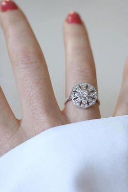 Bague Art Déco Octogonale Diamants - Castafiore