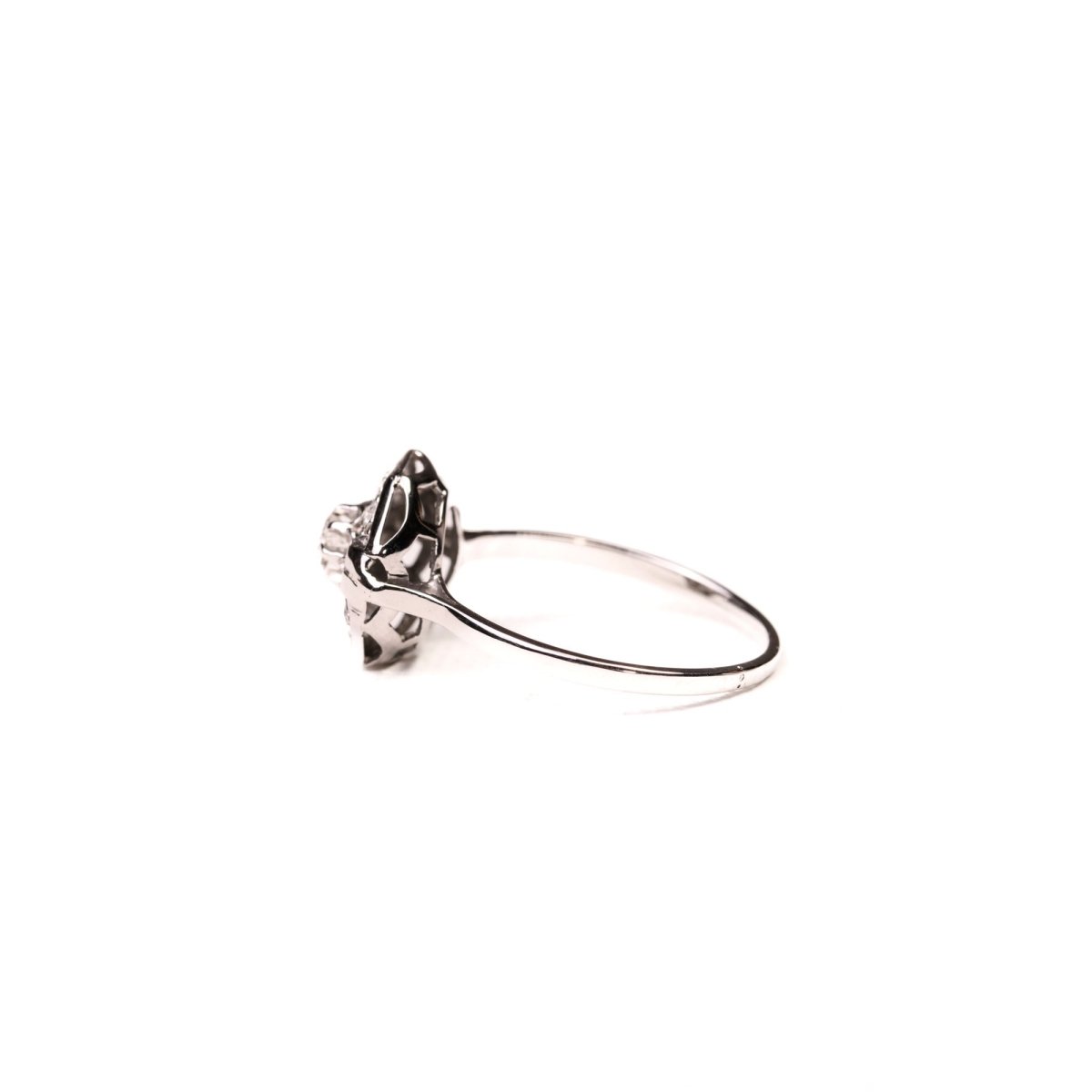 Bague Art Déco octogonale diamants or blanc et platine - Castafiore